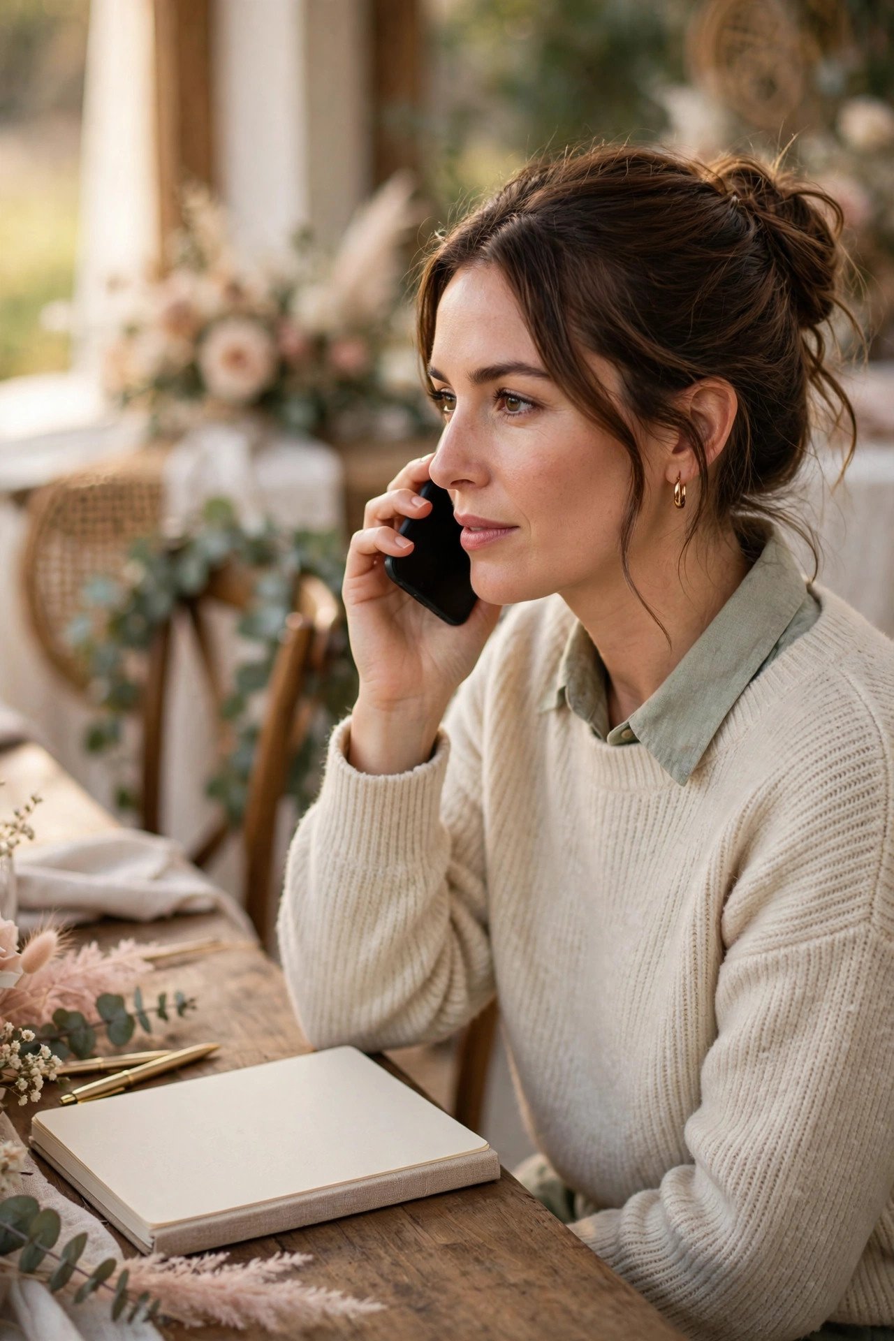 Coordinator making final confirmation calls to wedding vendors