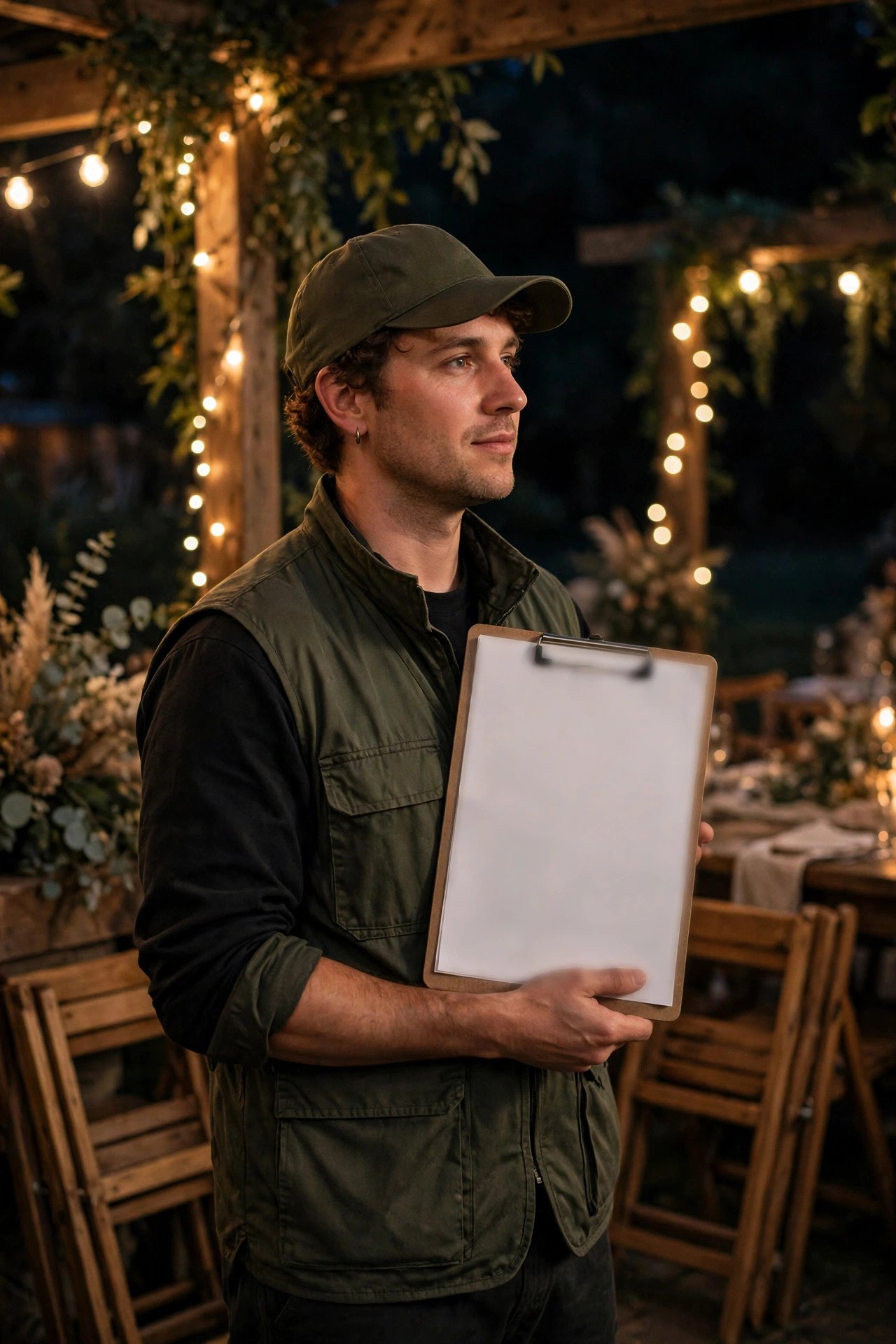 Cleanup captain holding a checklist at the end of a wedding night