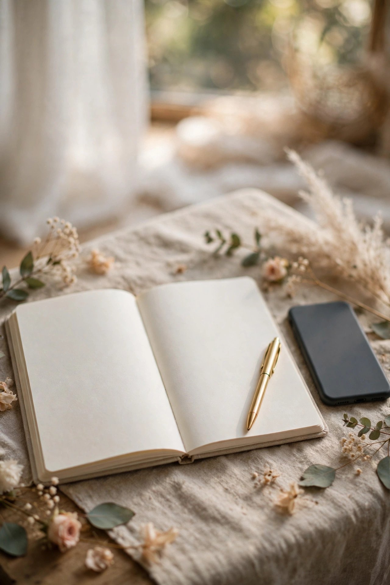 Notebook with airport pickup times and guest arrival details