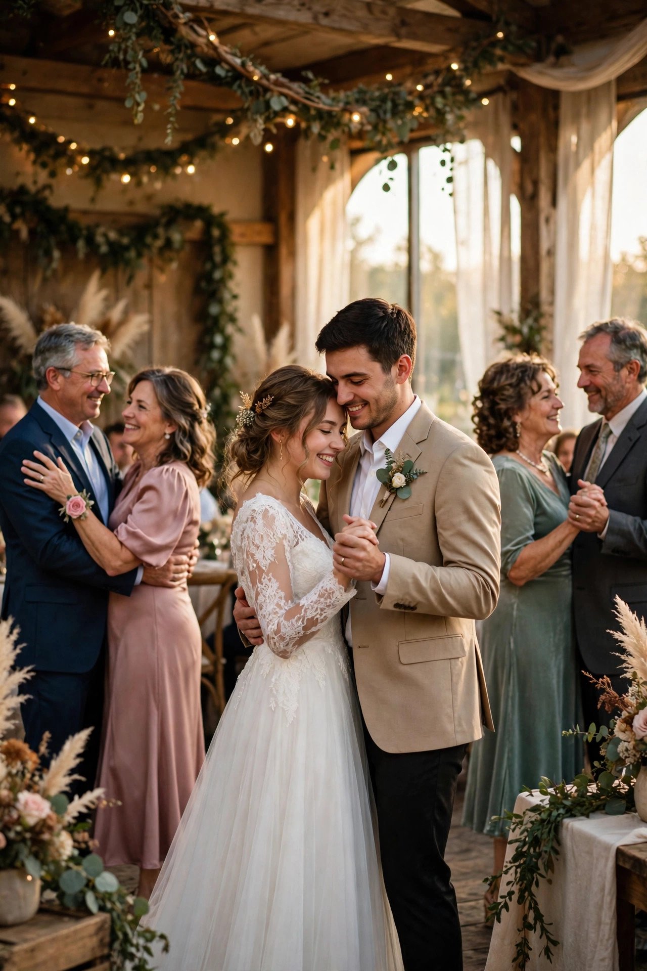First dance followed by parent dances in the late afternoon reception