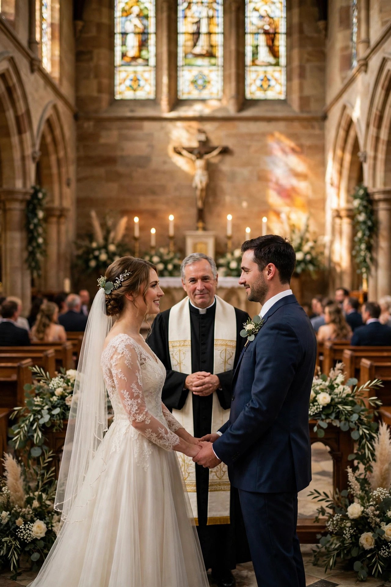 Catholic wedding ceremony in a church without a full Mass