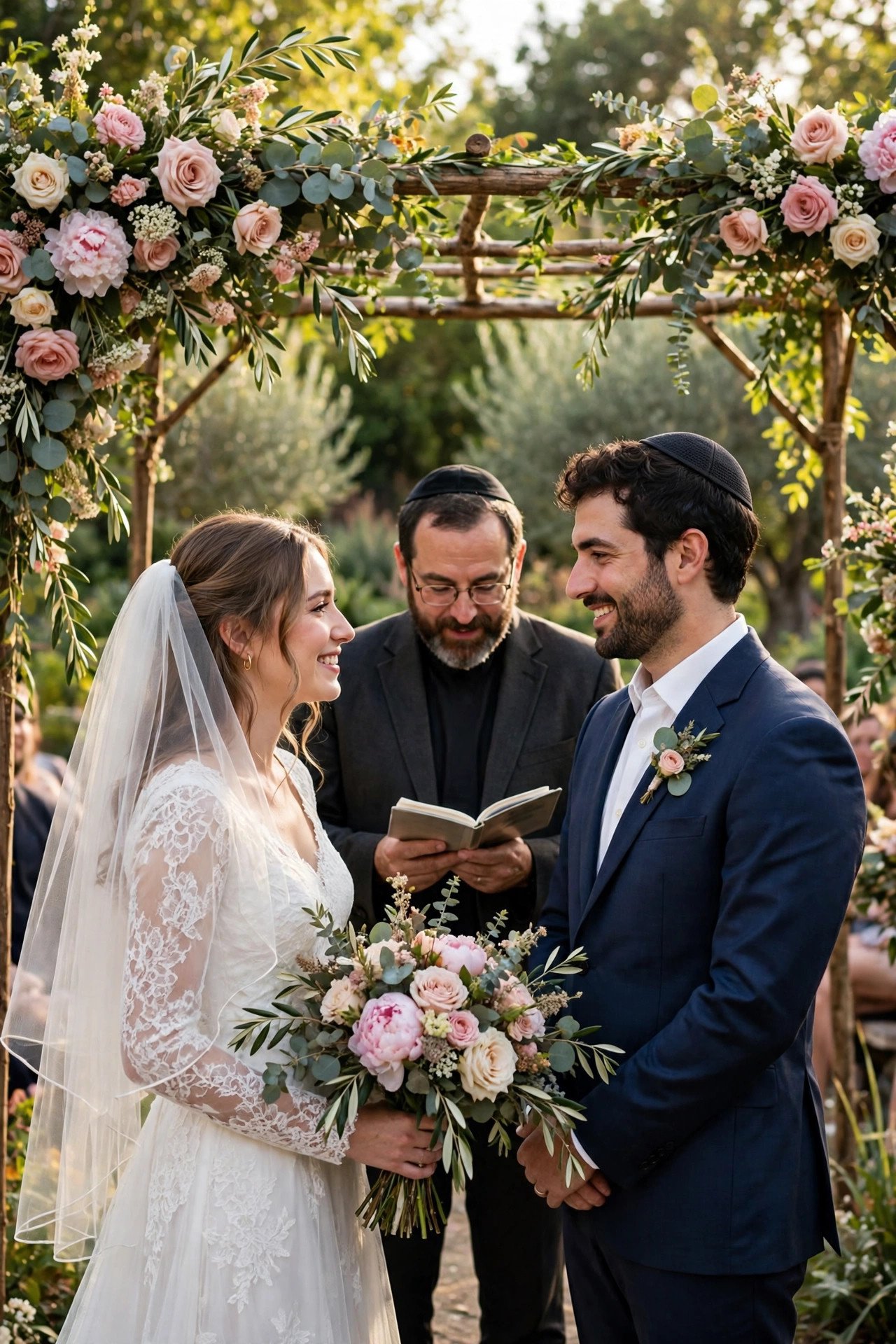 Jewish wedding ceremony under a chuppah