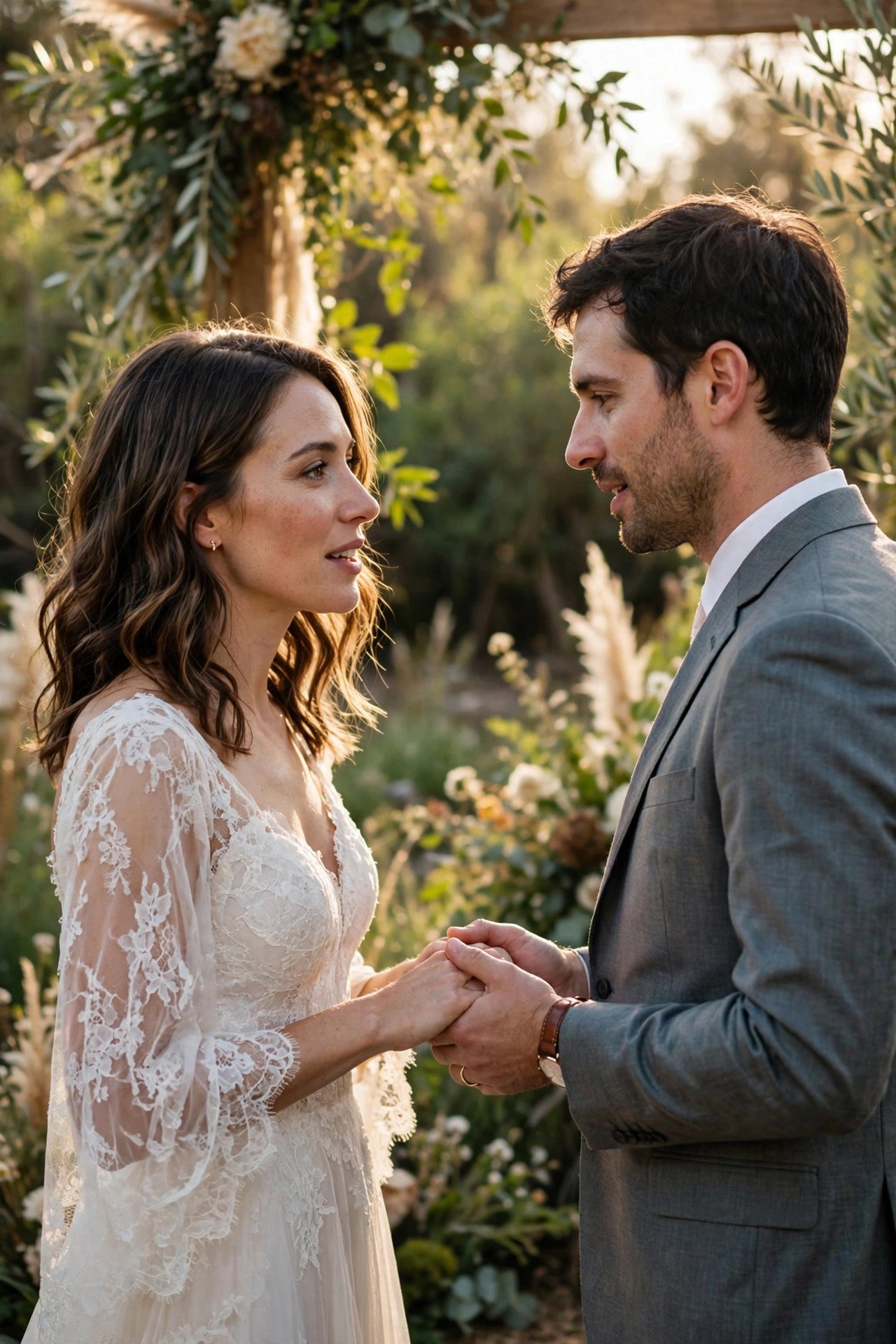 Couple exchanging personal vows during the ceremony