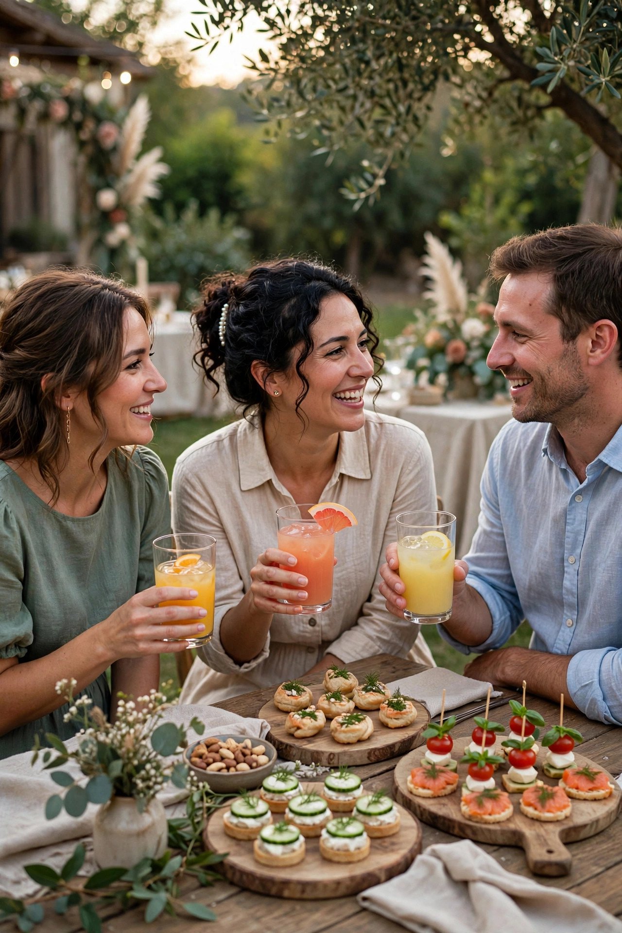 Guests enjoying drinks and canapes during the reception's first hour
