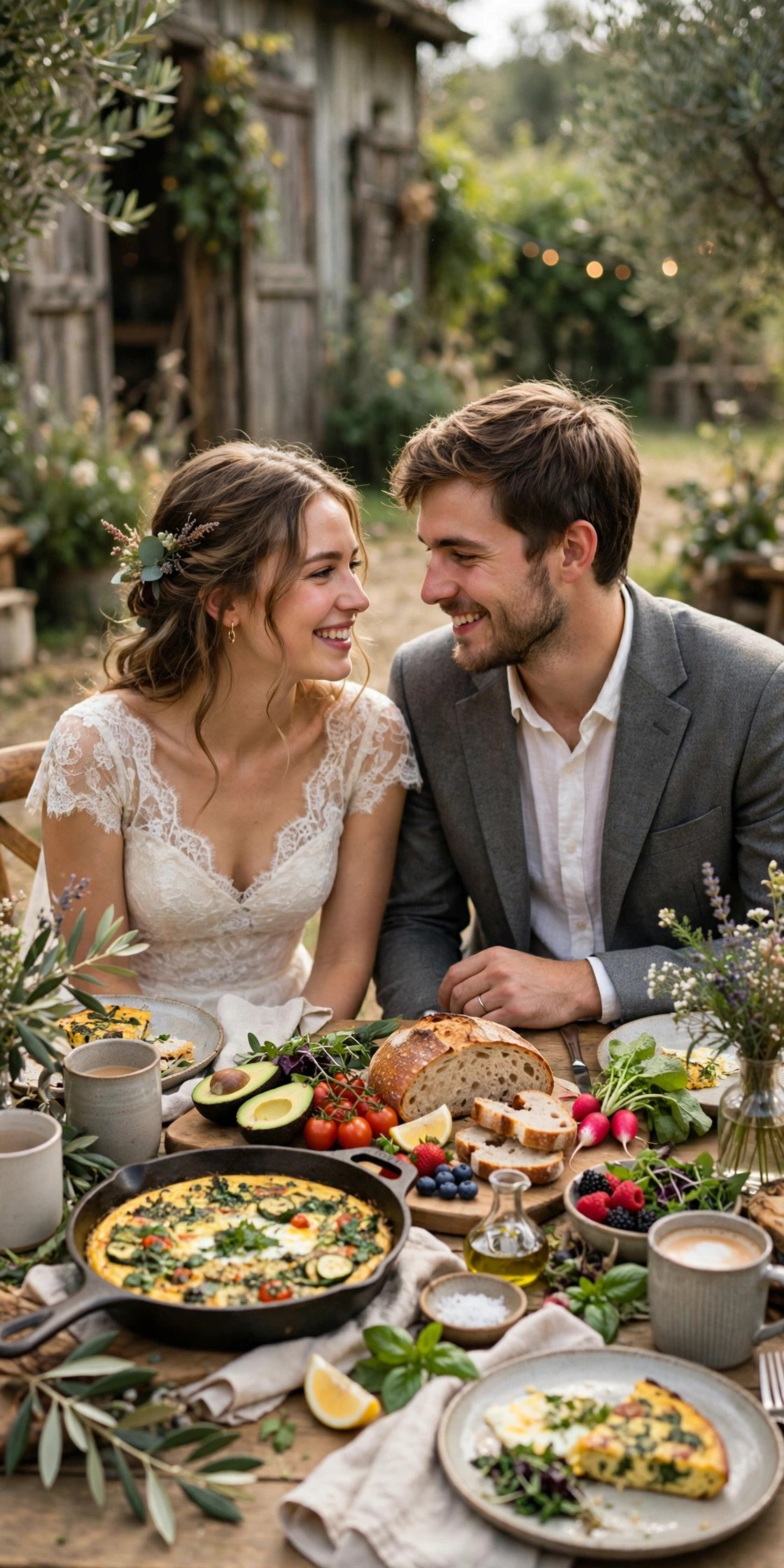 Farm-to-table brunch with frittatas sourdough and fresh seasonal produce