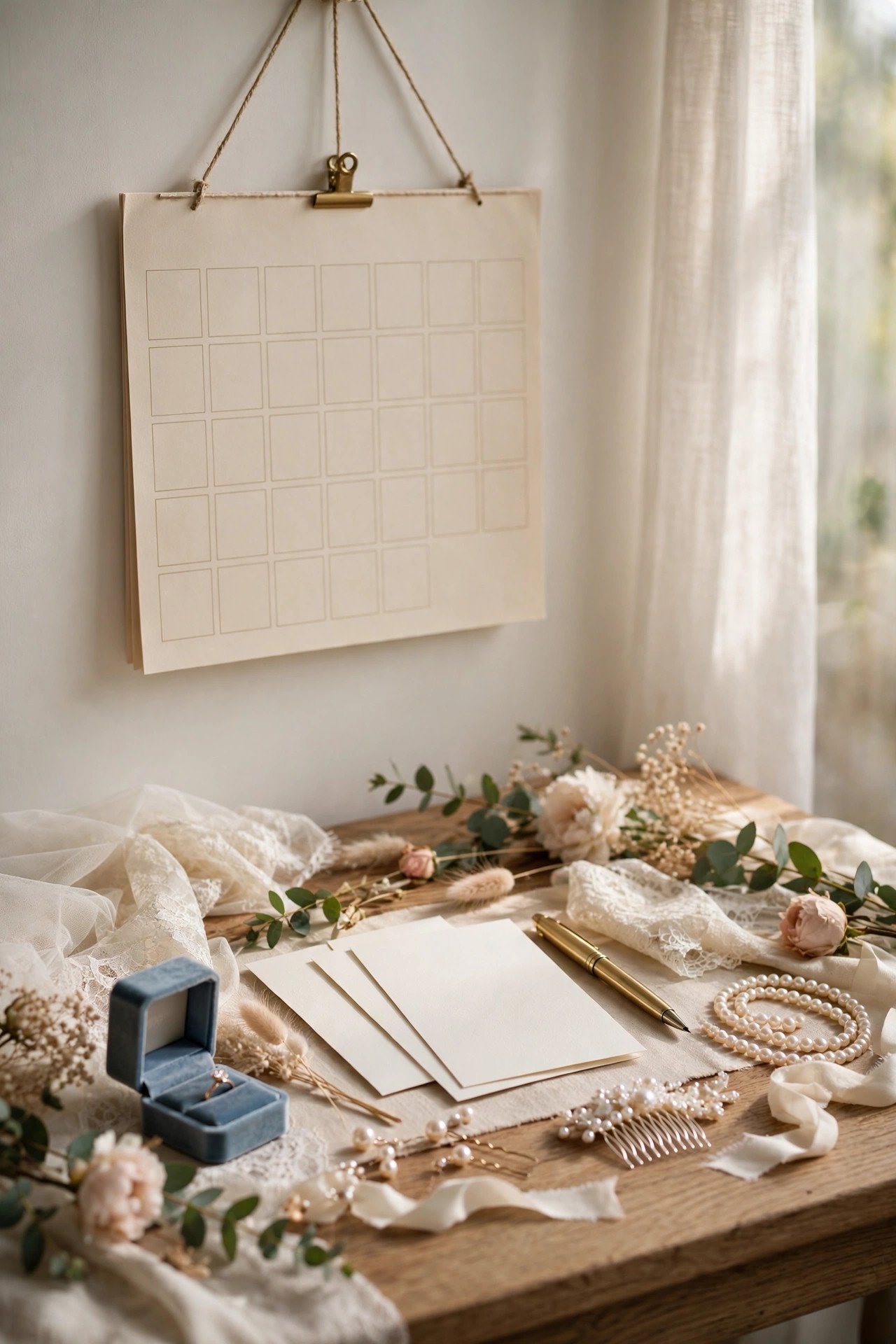 Calendar with wedding dress fitting appointments marked