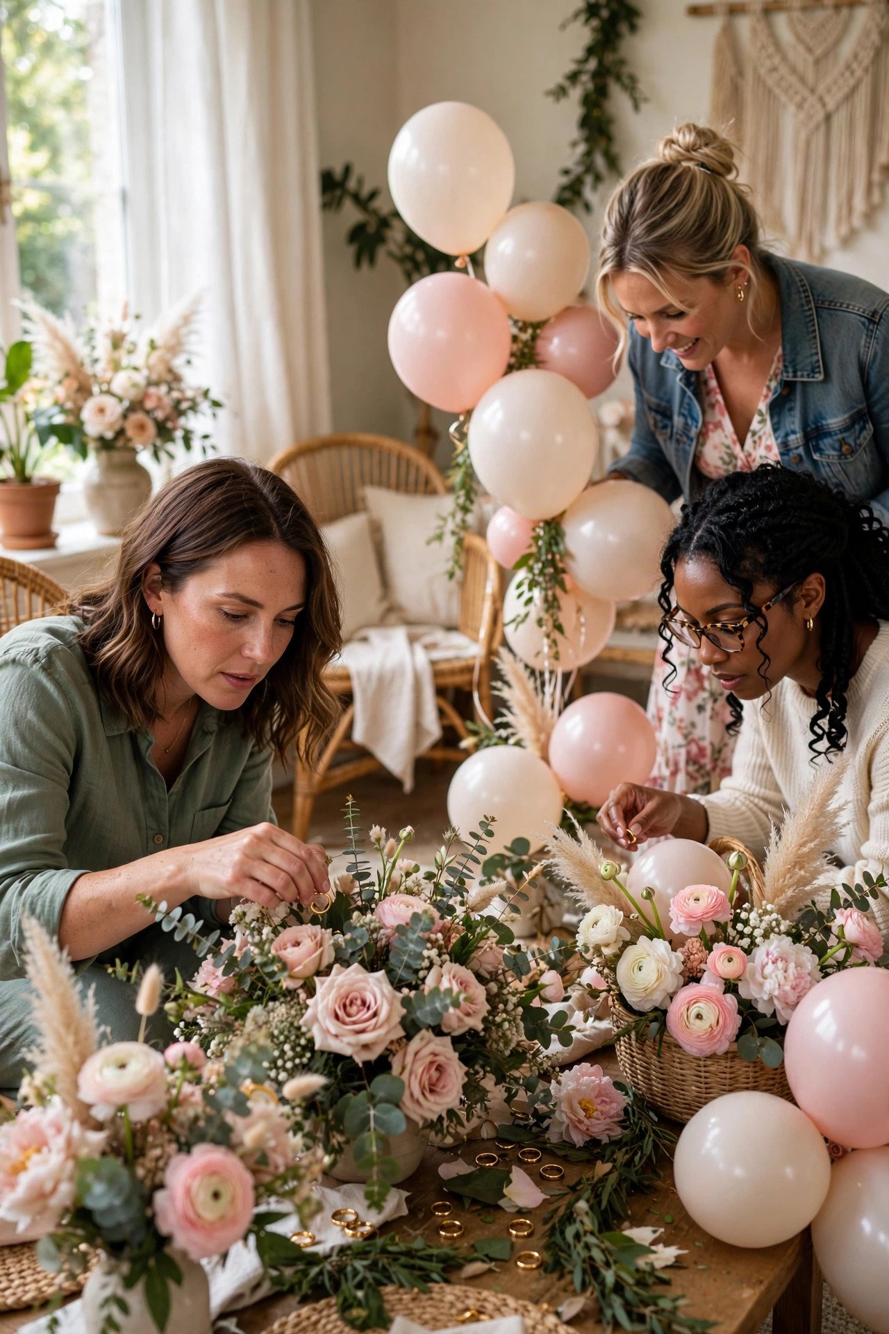 Plastic diamond rings hidden around a party room for a bridal shower ring hunt