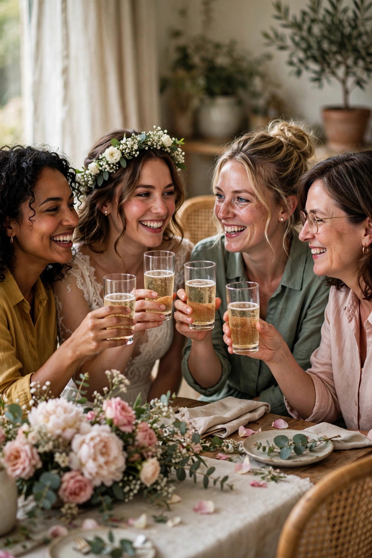 Truth or toast game with sparkling cider toasts at a bridal shower