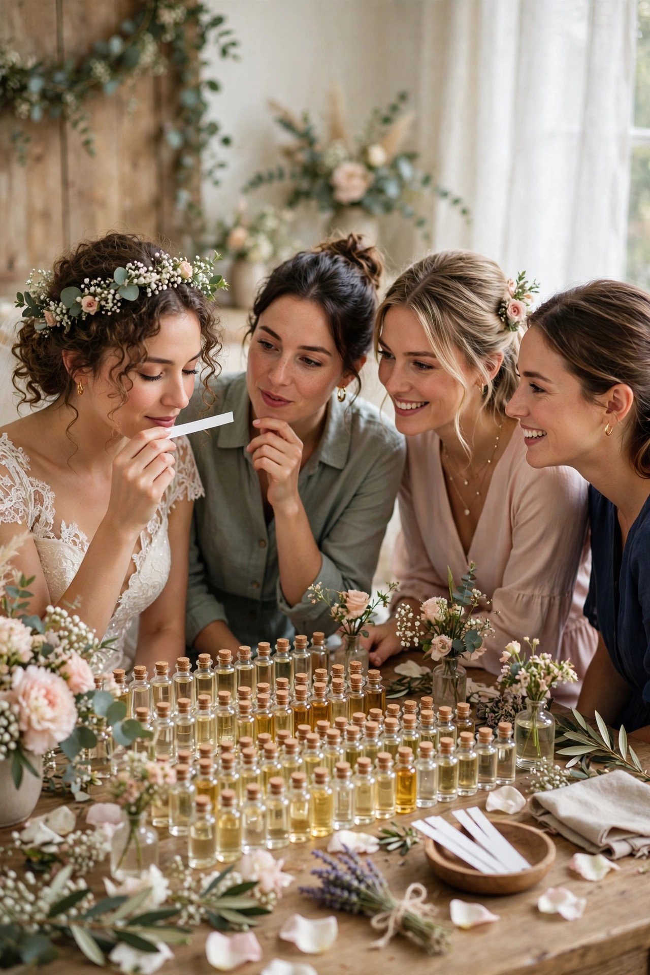 Perfume scent guessing bar game at a bridal shower