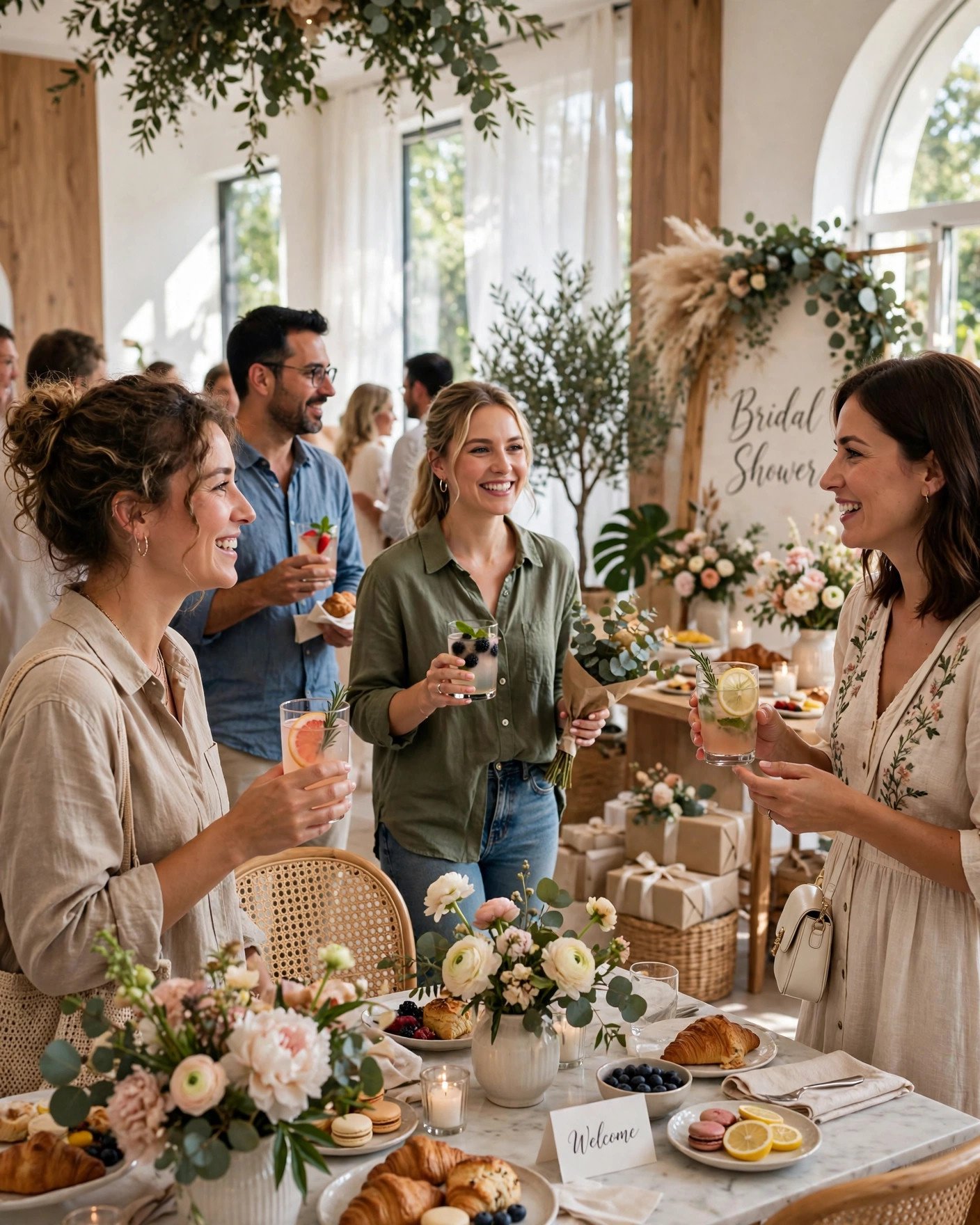 Relaxed morning timeline schedule for brunch bridal shower party
