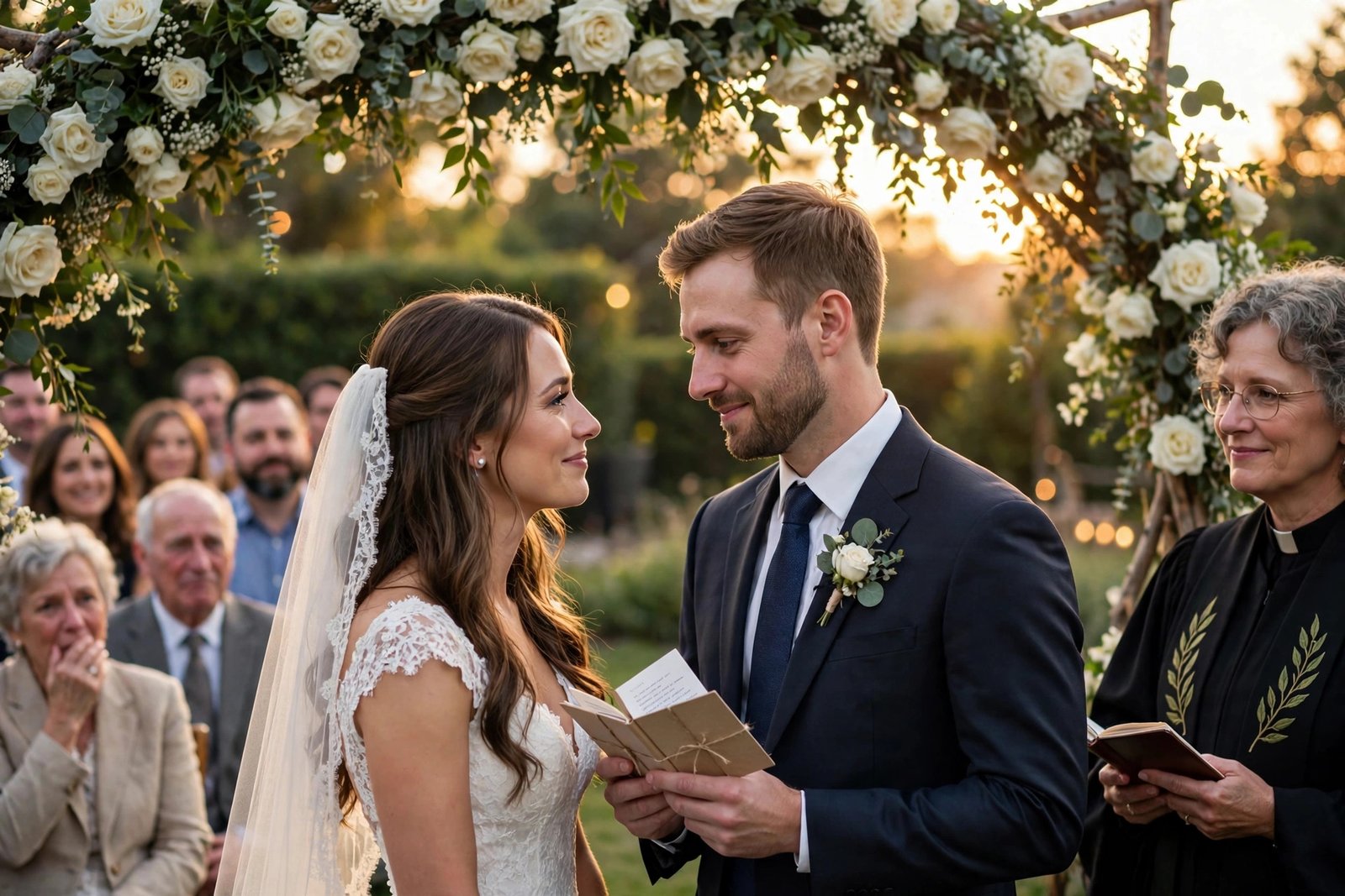 Bride and groom exchanging wedding vows during the ceremony