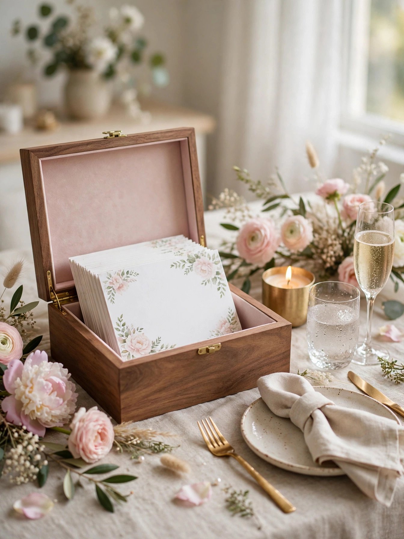 Beautiful marriage advice cards for the bride in a keepsake box