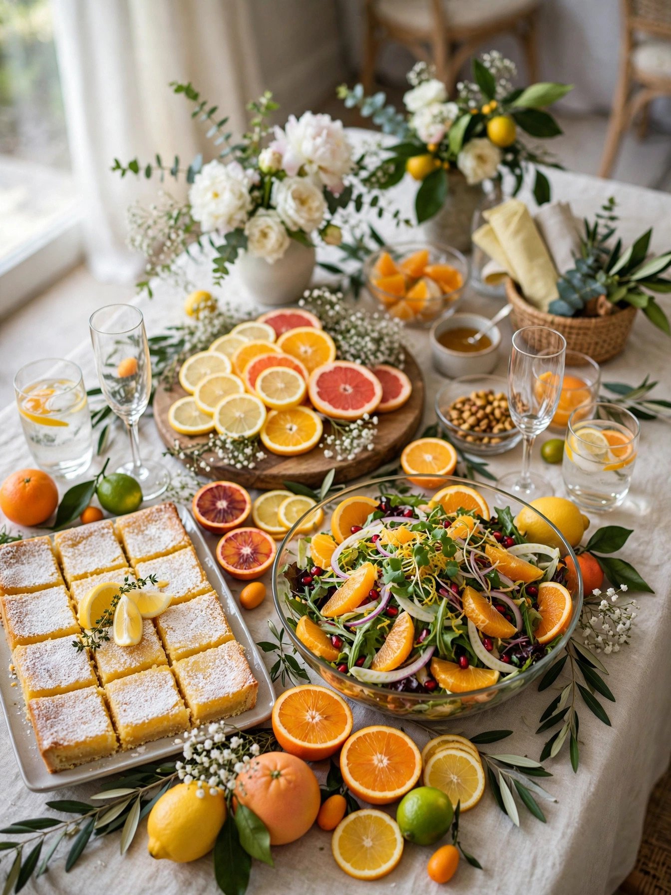 Citrus-infused brunch menu with lemon dishes at a bridal shower
