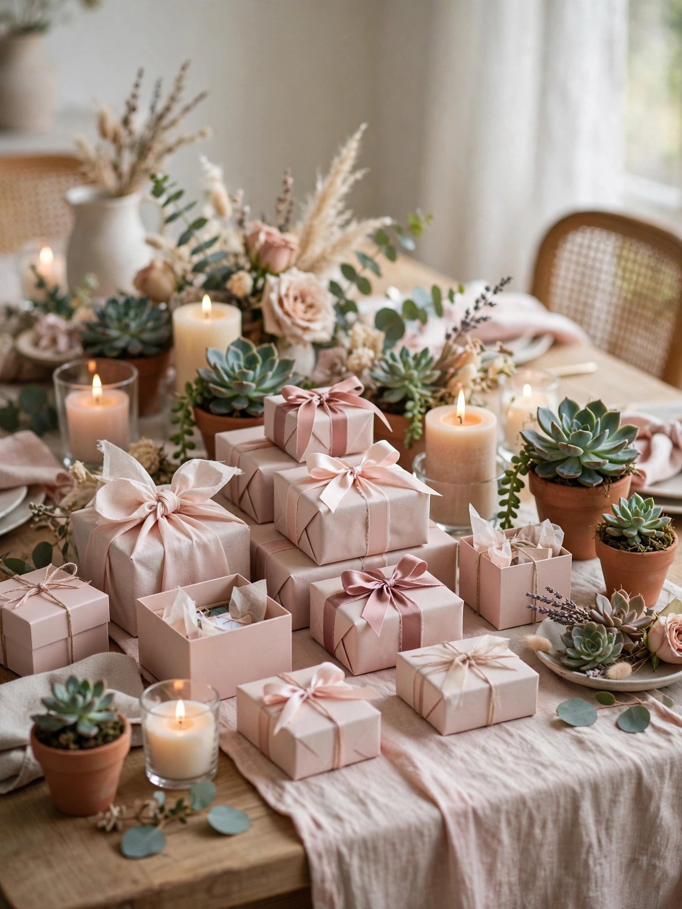 Beautiful bridal shower favor table with gifts for every budget