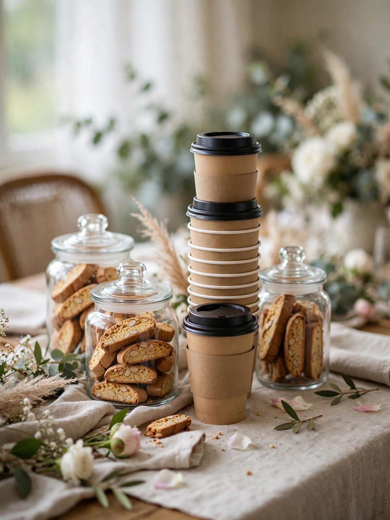 Personalized to-go coffee cups as bridal shower send-off favors