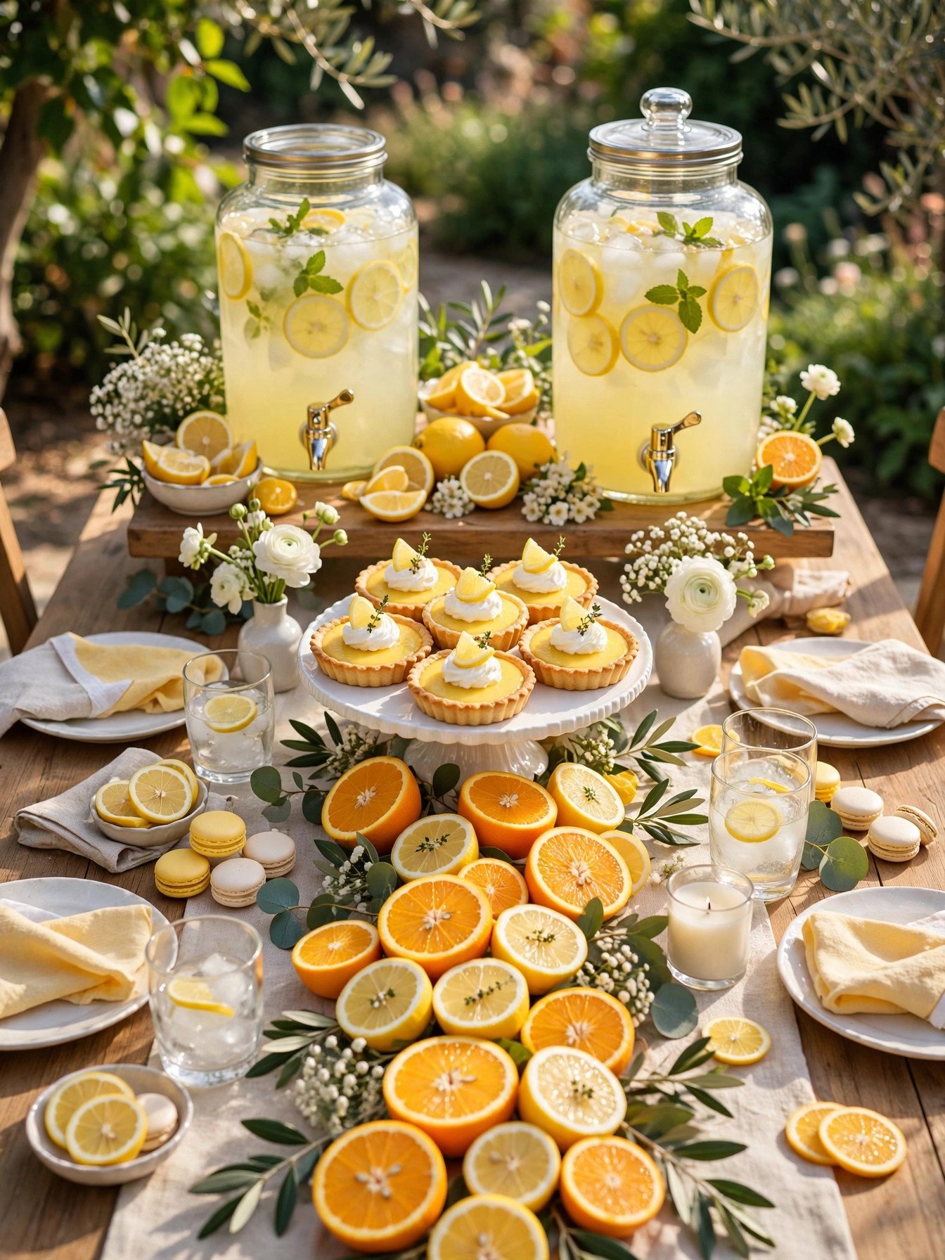 Bright citrus-themed bridal shower with oranges, lemons and yellow decor