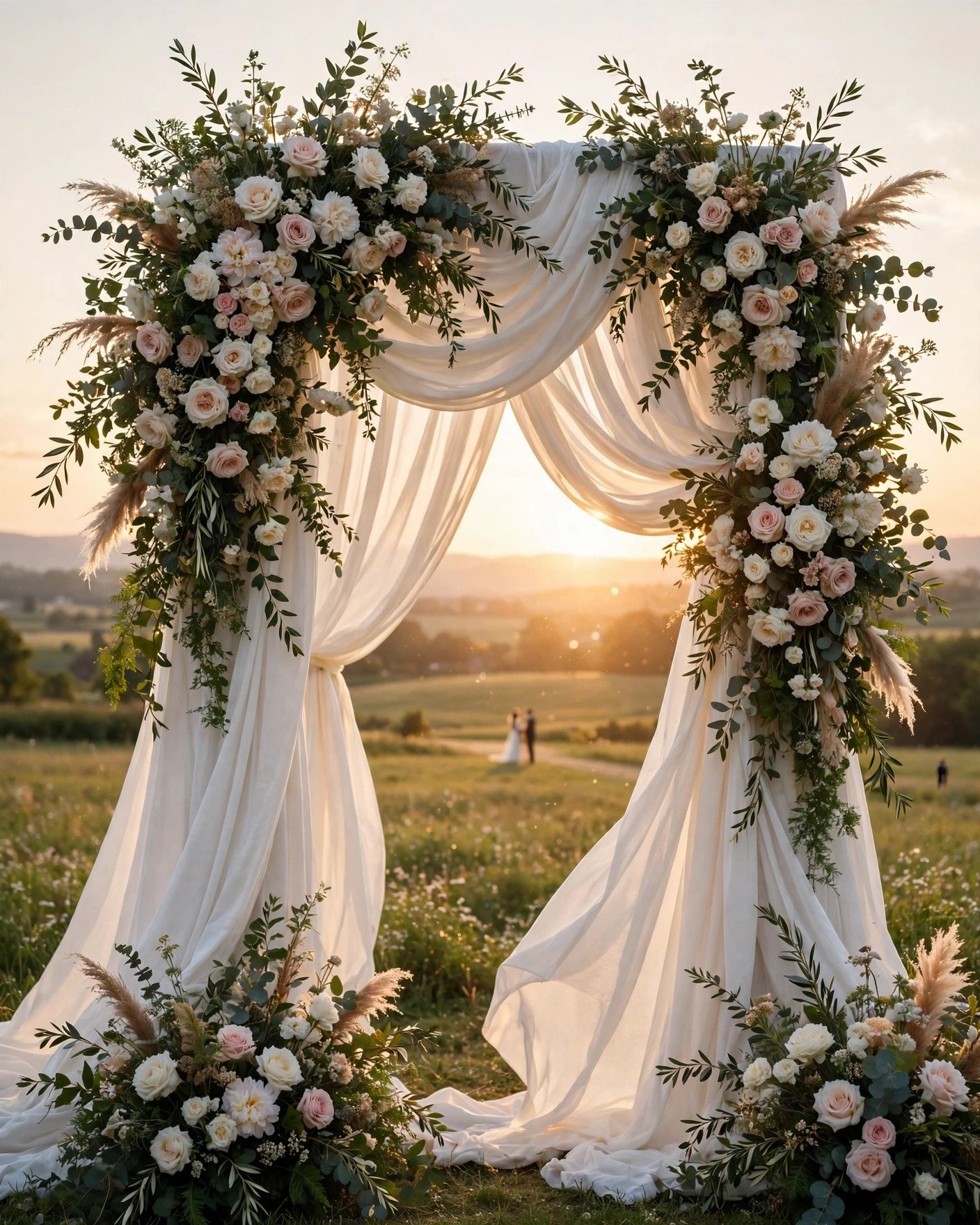 Single stunning wedding ceremony backdrop as the showpiece of budget decor