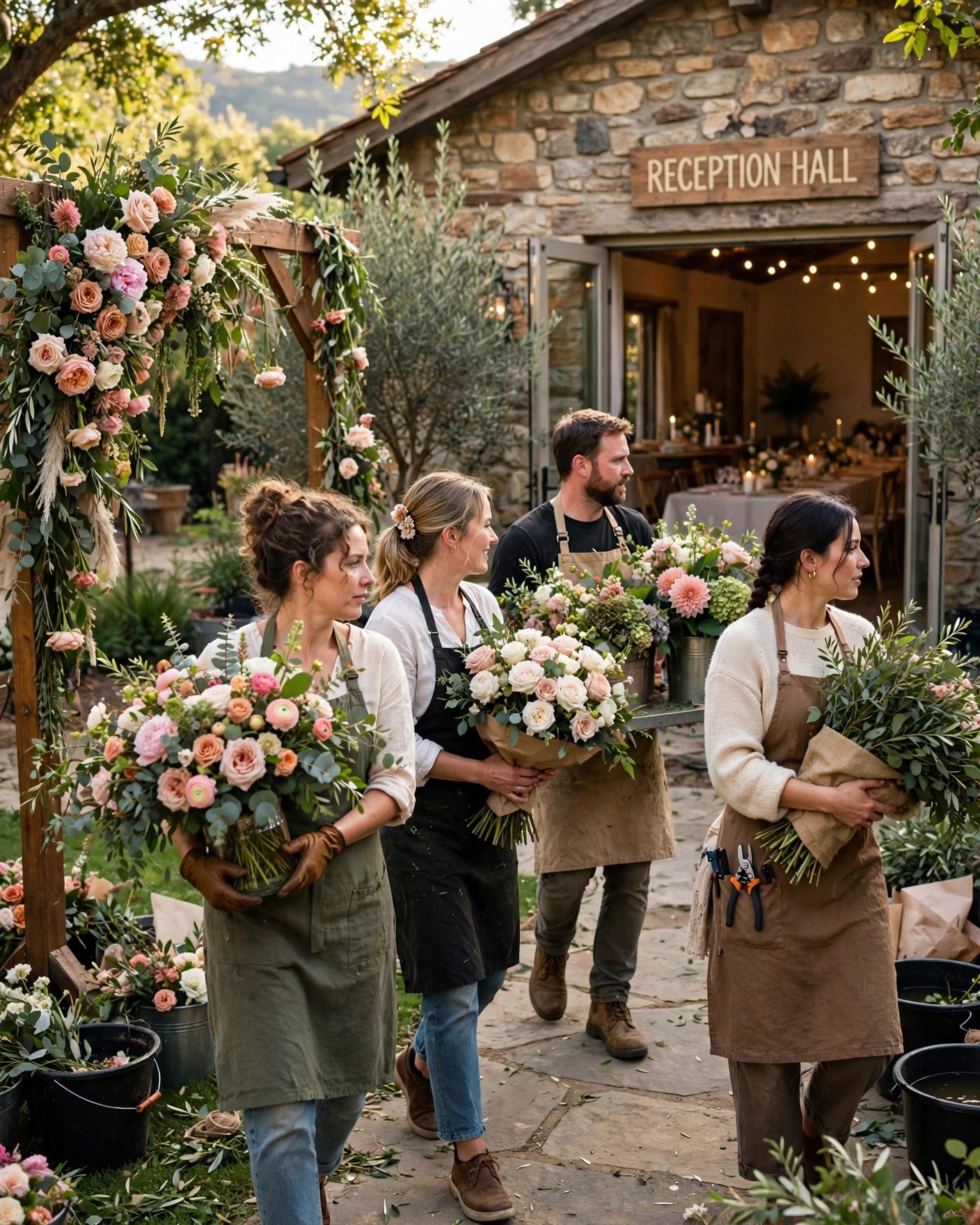 Wedding flowers being moved from ceremony to reception reuse plan