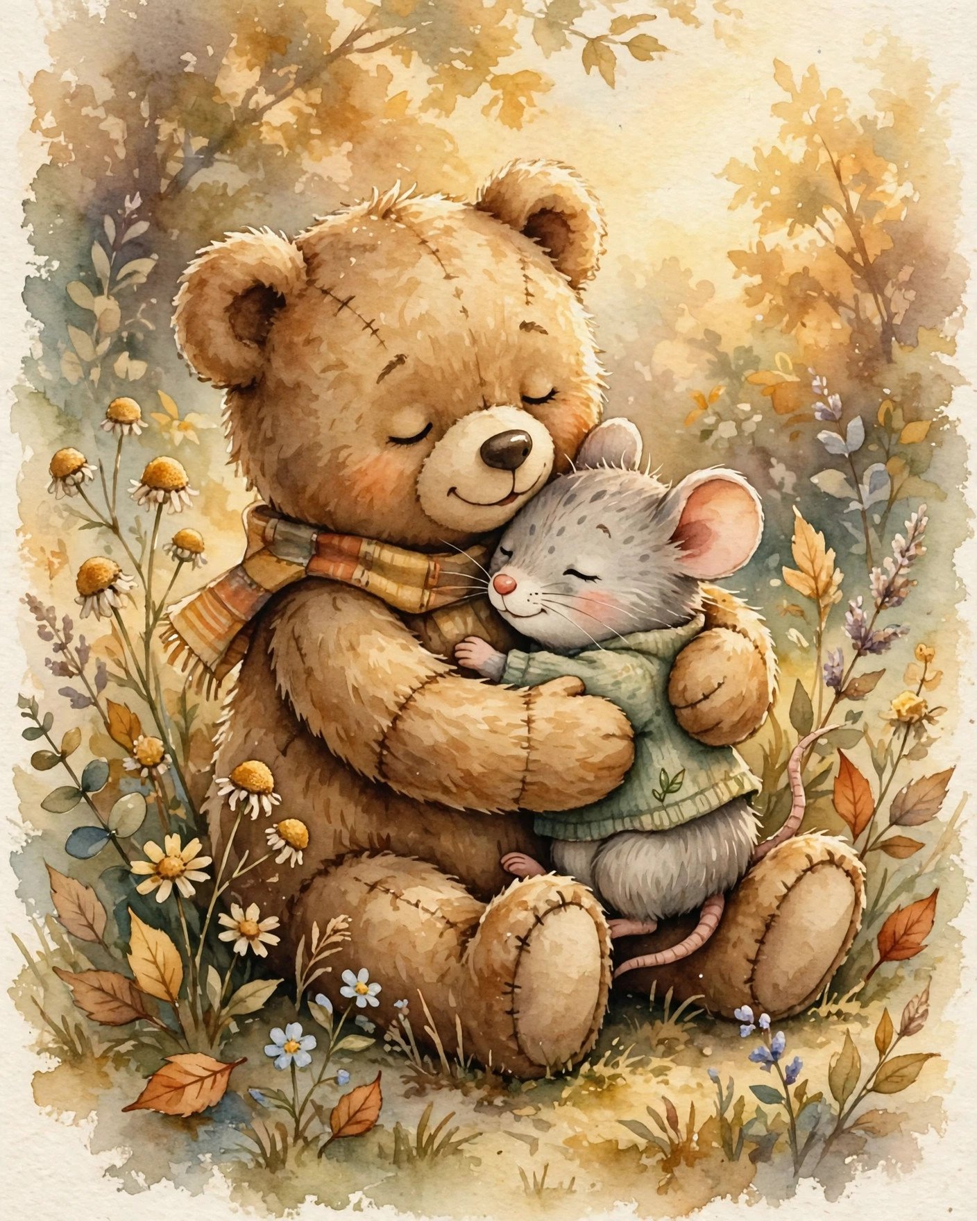 Warm watercolor style illustration of heartfelt care between friends