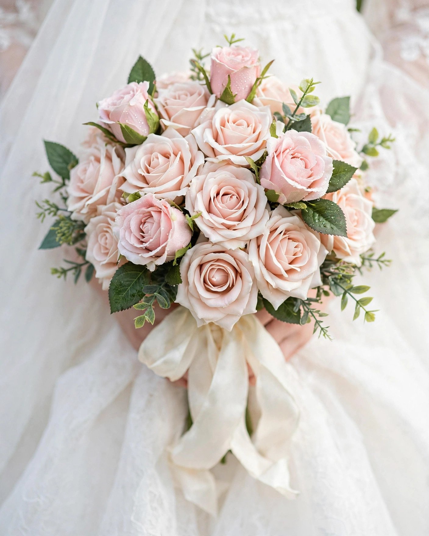 Dollar Tree bouquet finished with a few real roses and babys breath accents