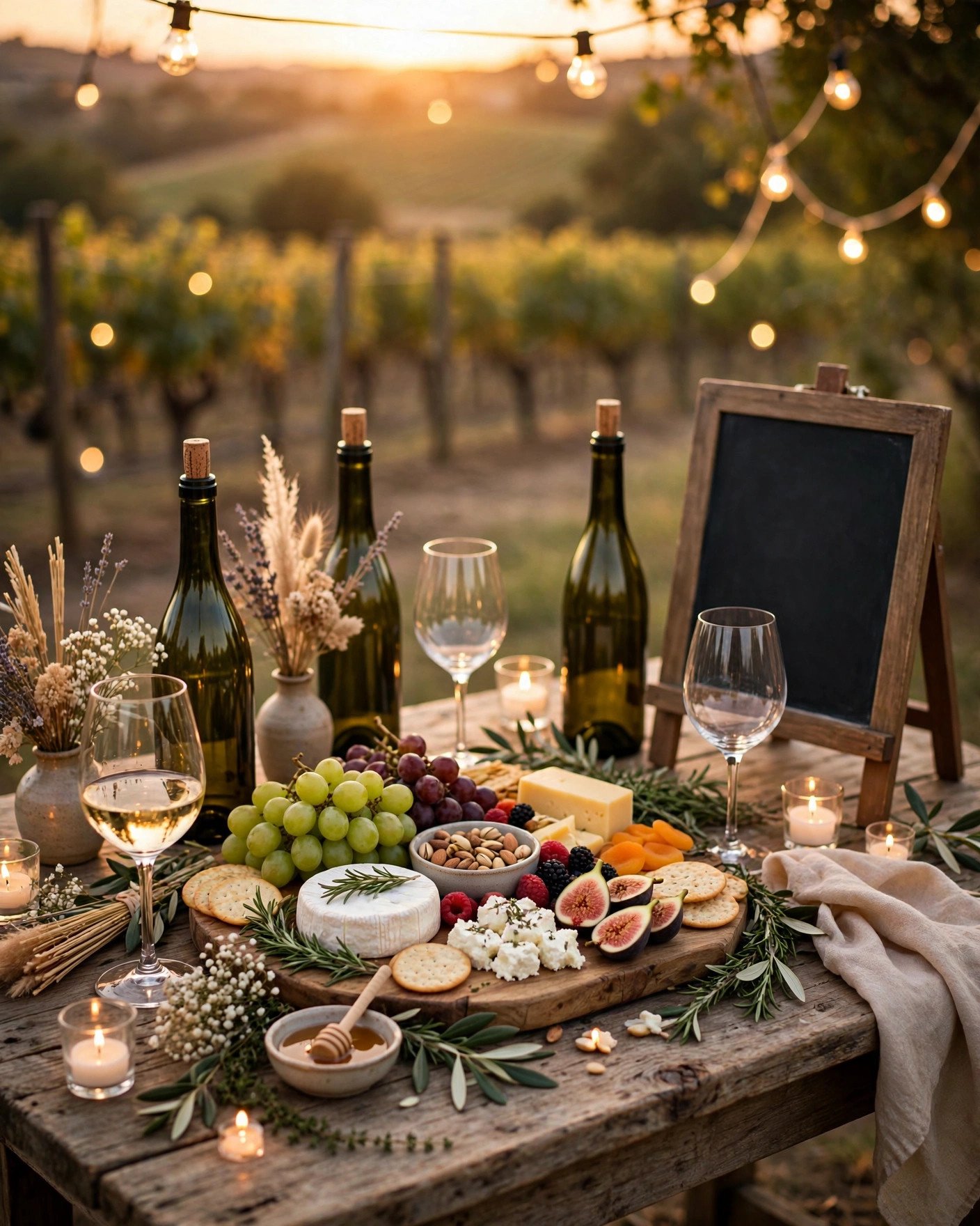 Elegant wine tasting bridal shower with charcuterie