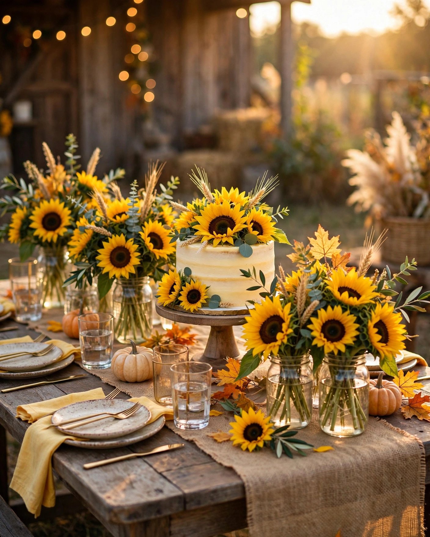 Sunflower bridal shower with rustic yellow decor