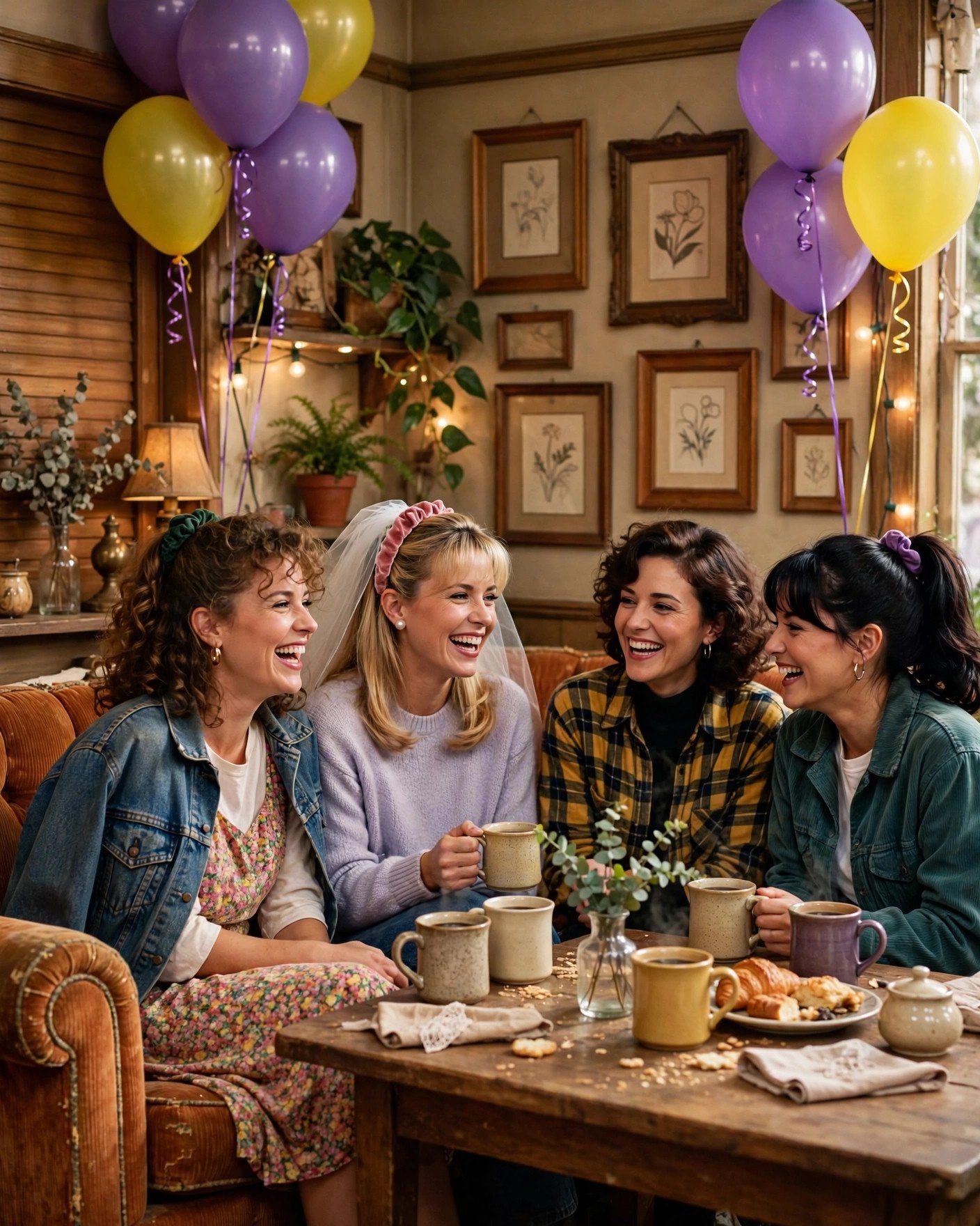 90s sitcom inspired bridal shower with coffeehouse couch