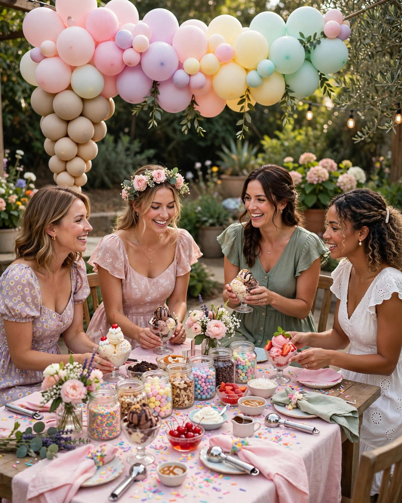 Ice cream social bridal shower with sundae bar