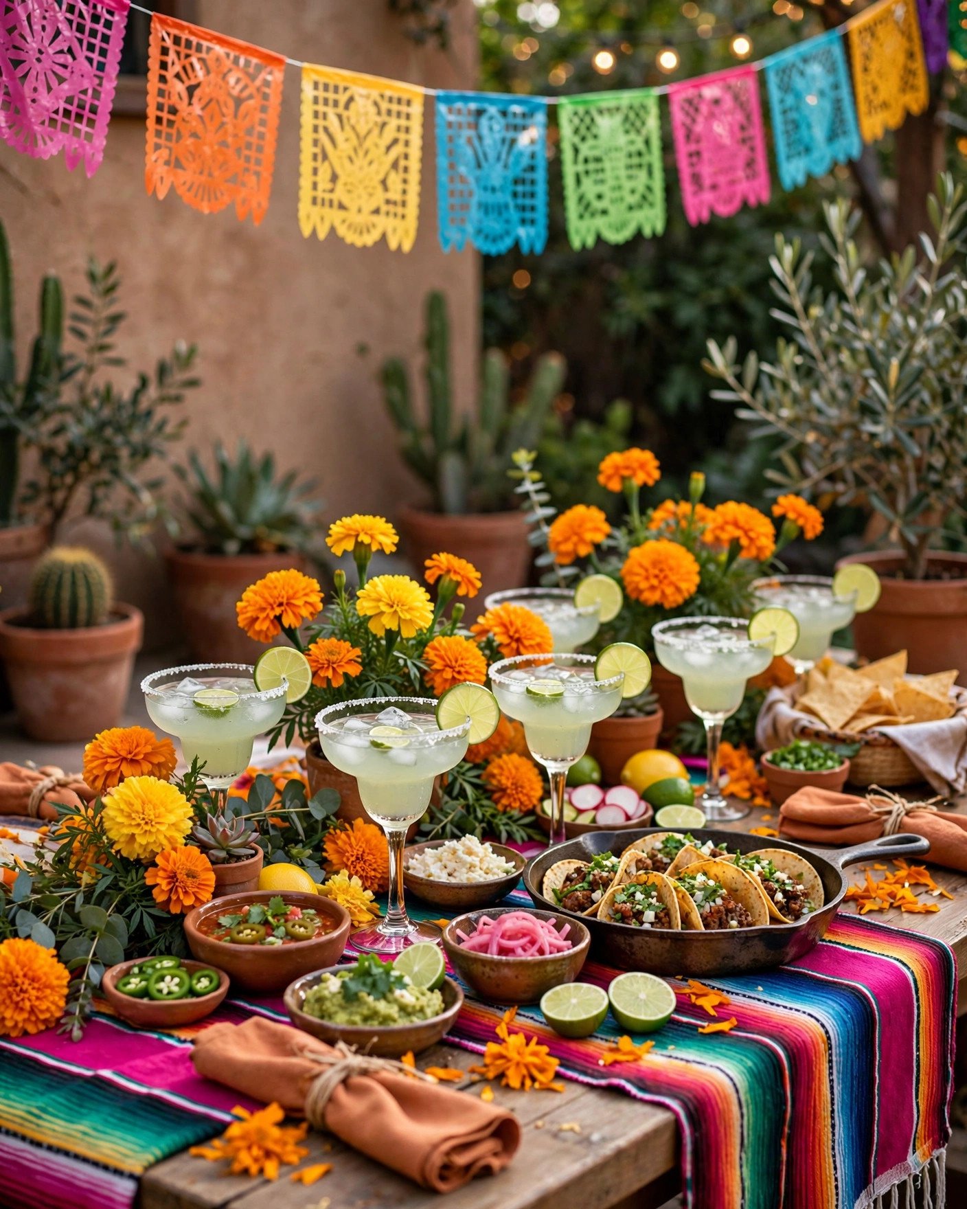 Fiesta bridal shower with colorful Mexican decor and taco bar