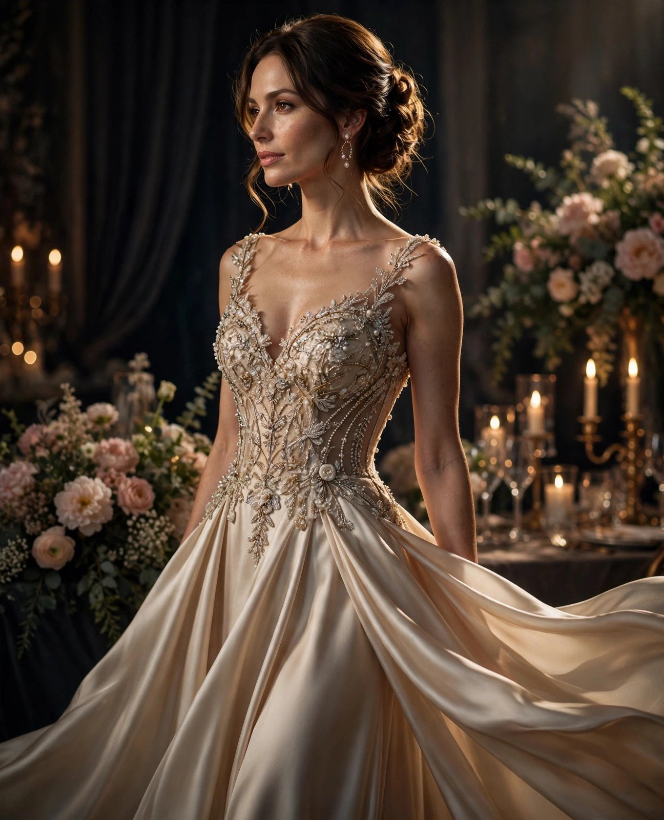 Luxurious designer evening gown with exquisite detailing
