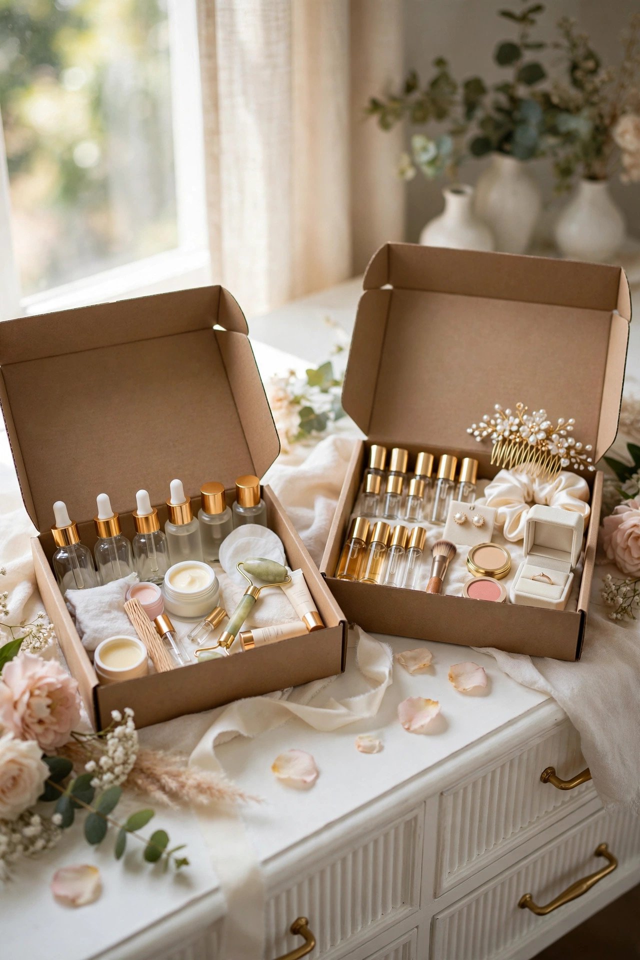 Beauty and wedding sample subscription boxes with skincare and fragrance minis
