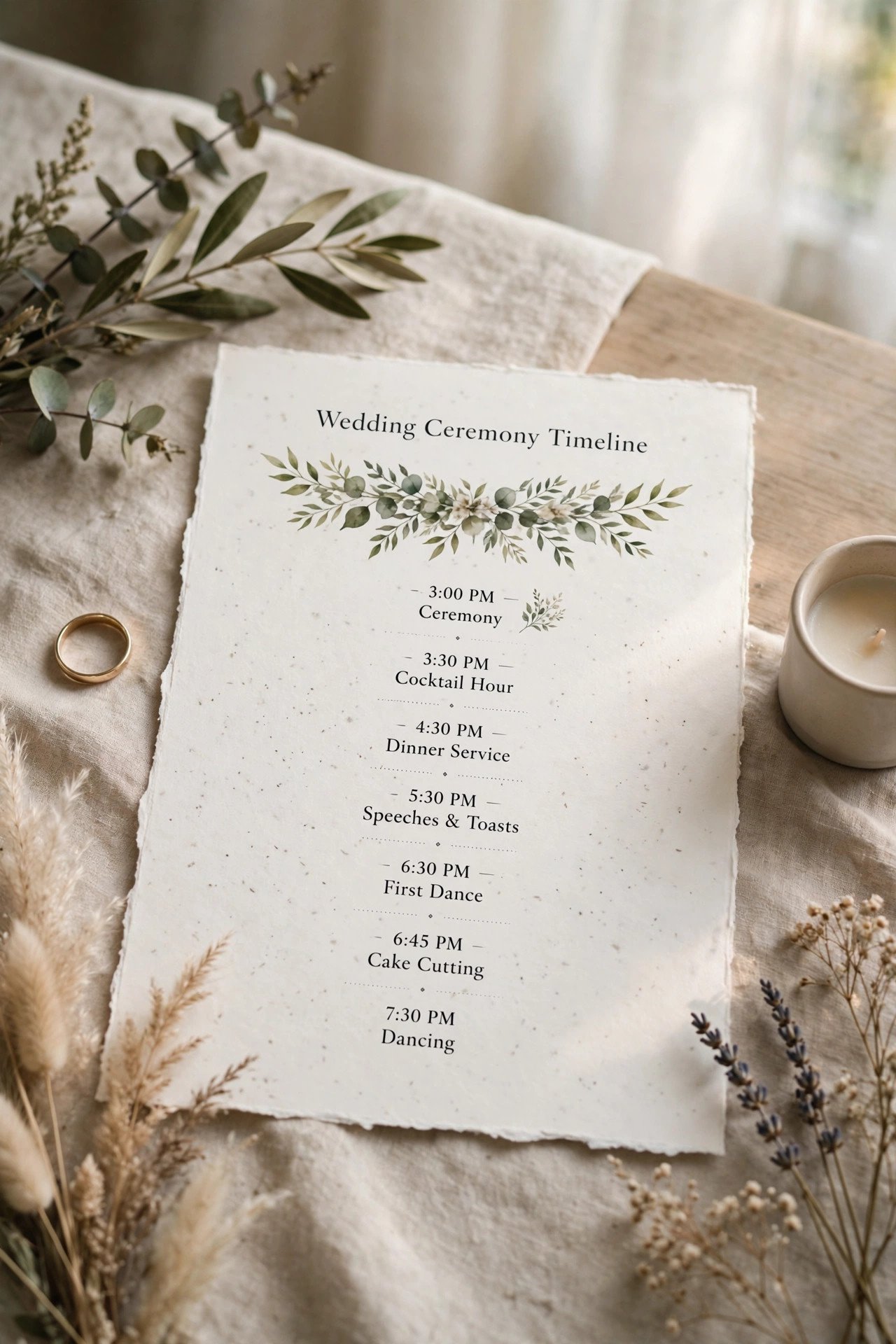 Elegant printed wedding ceremony order of events