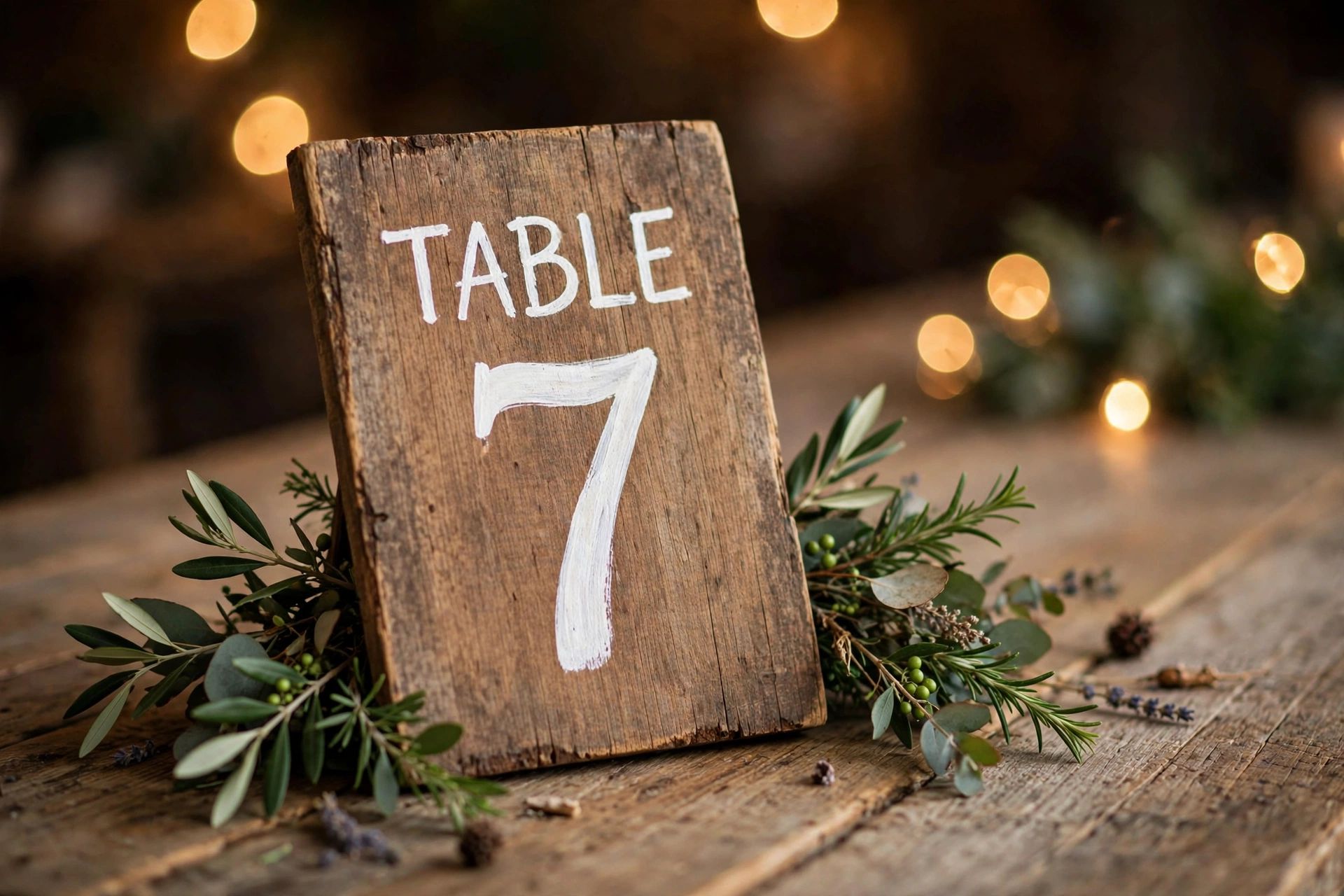 Vintage mirror wedding table number with white calligraphy numerals
